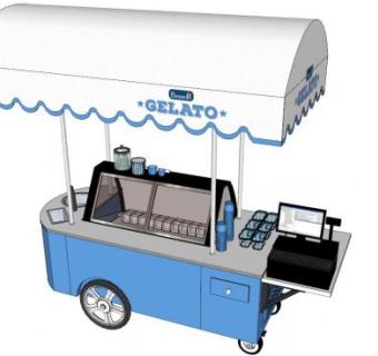 移动餐车su模型下载_sketchup草图大师SKP模型