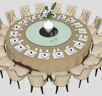 西式餐桌su模型下载_sketchup草图大师SKP模型