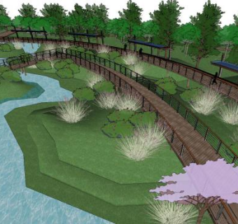 现代公园园林景观SU模型下载_sketchup草图大师SKP模型