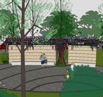 现代公园景观墙SU模型下载_sketchup草图大师SKP模型