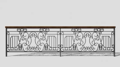 别墅铁艺栏杆su模型下载_sketchup草图大师SKP模型