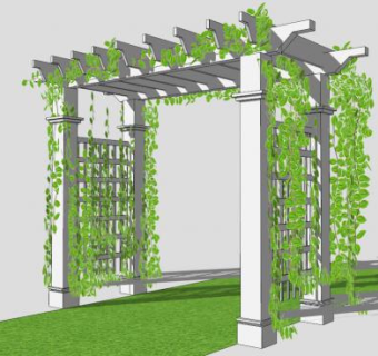 花架爬藤植物su模型下载_sketchup草图大师SKP模型