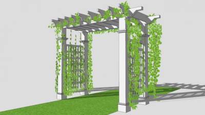 花架爬藤植物su模型下载_sketchup草图大师SKP模型