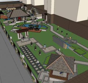 现代新中式公园设计SU模型下载_sketchup草图大师SKP模型