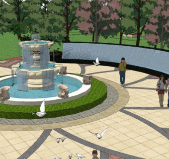 欧式公园小品SU模型下载_sketchup草图大师SKP模型