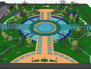 现代<em>公园喷泉</em>设计SU模型下载_sketchup草图大师SKP模型