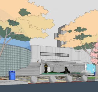 现代公园局部SU模型下载_sketchup草图大师SKP模型