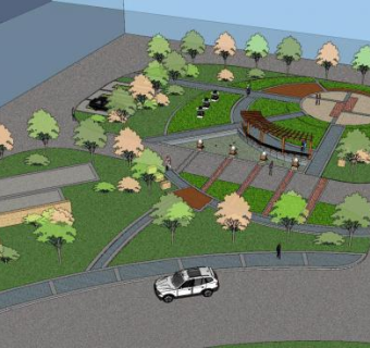 现代公园景观布置SU模型下载_sketchup草图大师SKP模型