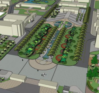 现代公园景观设计SU模型下载_sketchup草图大师SKP模型