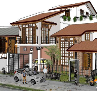 现代风格别墅设计su模型下载_sketchup草图大师SKP模型