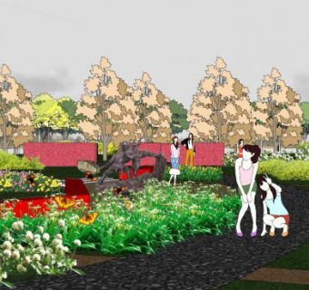 现代公园景观设计sketchup模型下载_sketchup草图大师SKP模型