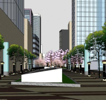 欧式公园城市景观SU模型下载_sketchup草图大师SKP模型