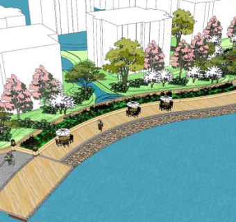 临水小区公园景观SU模型下载_sketchup草图大师SKP模型