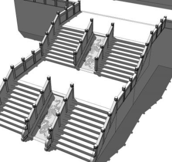 汉白玉楼梯栏杆su模型下载_sketchup草图大师SKP模型