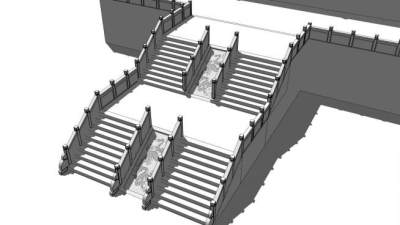 汉白玉楼梯栏杆su模型下载_sketchup草图大师SKP模型