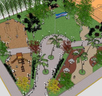 运动设备休闲公园SU模型下载_sketchup草图大师SKP模型