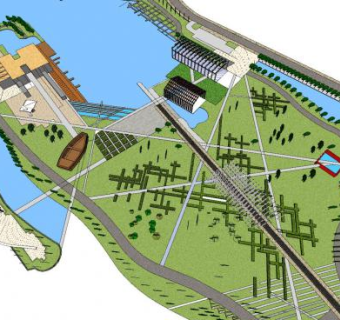 现代大型公园景观SU模型下载_sketchup草图大师SKP模型