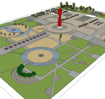 现代公园景观小品SU模型下载_sketchup草图大师SKP模型