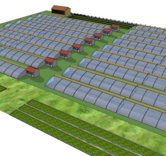 大型温室大棚框架su模型下载_sketchup草图大师SKP模型