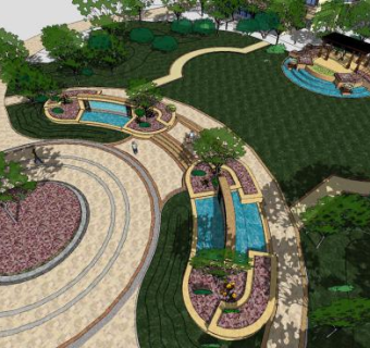 欧式古典公园景观SU模型下载_sketchup草图大师SKP模型