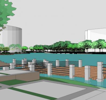 现代湖泊公园景观SU模型下载_sketchup草图大师SKP模型