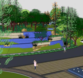 现代郊区公园SU模型下载_sketchup草图大师SKP模型