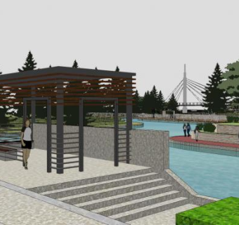 现代水景公园建筑SU模型下载_sketchup草图大师SKP模型