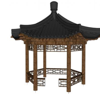 六角亭子su模型下载_sketchup草图大师SKP模型