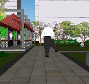 新中式公园景观设计SU模型下载_sketchup草图大师SKP模型