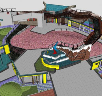 现代公园天桥景观SU模型下载_sketchup草图大师SKP模型