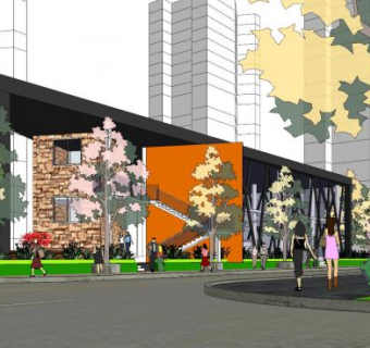 现代风格公园设计SU模型下载_sketchup草图大师SKP模型