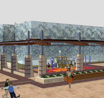 现代公园设计SU模型下载_sketchup草图大师SKP模型