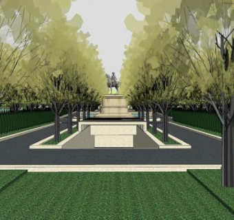 新中式公园走道SU模型下载_sketchup草图大师SKP模型