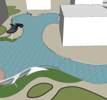 现代简约景观SU模型下载_sketchup草图大师SKP模型