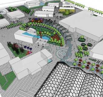 现代公园小型园林SU模型下载_sketchup草图大师SKP模型