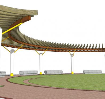 单臂宣传廊架su模型下载_sketchup草图大师SKP模型