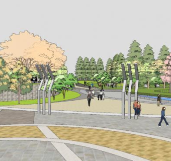 现代城市公园SU模型下载_sketchup草图大师SKP模型