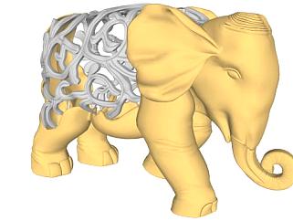 门口<em>大象</em>雕塑su模型下载_sketchup草图大师SKP模型