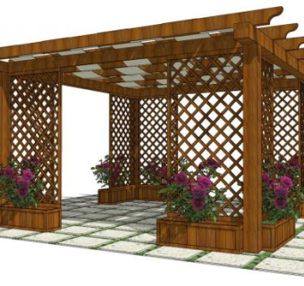 亭子花架su模型下载_sketchup草图大师SKP模型