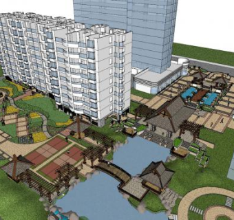 东南亚景观公园SU模型下载_sketchup草图大师SKP模型