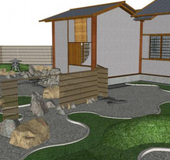 枯山水石头su模型下载_sketchup草图大师SKP模型