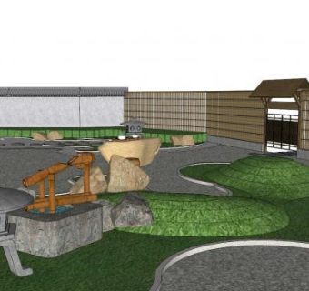 日本竹子围栏护栏围墙su模型下载_sketchup草图大师SKP模型