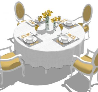 西餐桌su模型下载_sketchup草图大师SKP模型