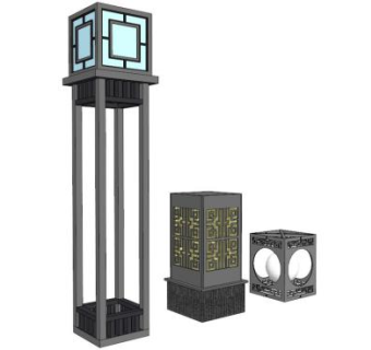中式广场灯柱su模型下载_sketchup草图大师SKP模型