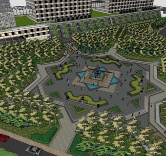 现代造型公园景观SU模型下载_sketchup草图大师SKP模型