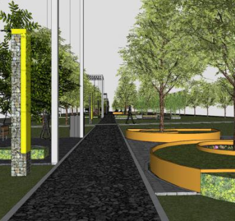 现代走道景观SU模型下载_sketchup草图大师SKP模型