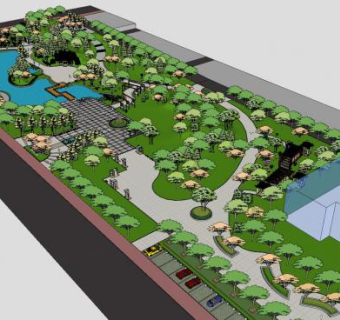 欧式休闲公园设计SU模型下载_sketchup草图大师SKP模型