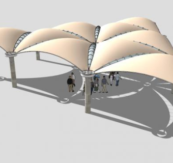 张拉膜车棚su模型下载_sketchup草图大师SKP模型