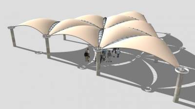 张拉膜车棚su模型下载_sketchup草图大师SKP模型