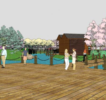 新中式栈道公园景观SU模型下载_sketchup草图大师SKP模型